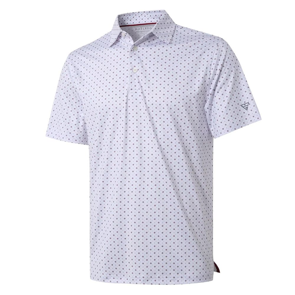 Men's Golf Shirts Dry Fit Short Sleeve Print Performance Moisture Wicking Patterned Polo Shirt for Men White Geo
