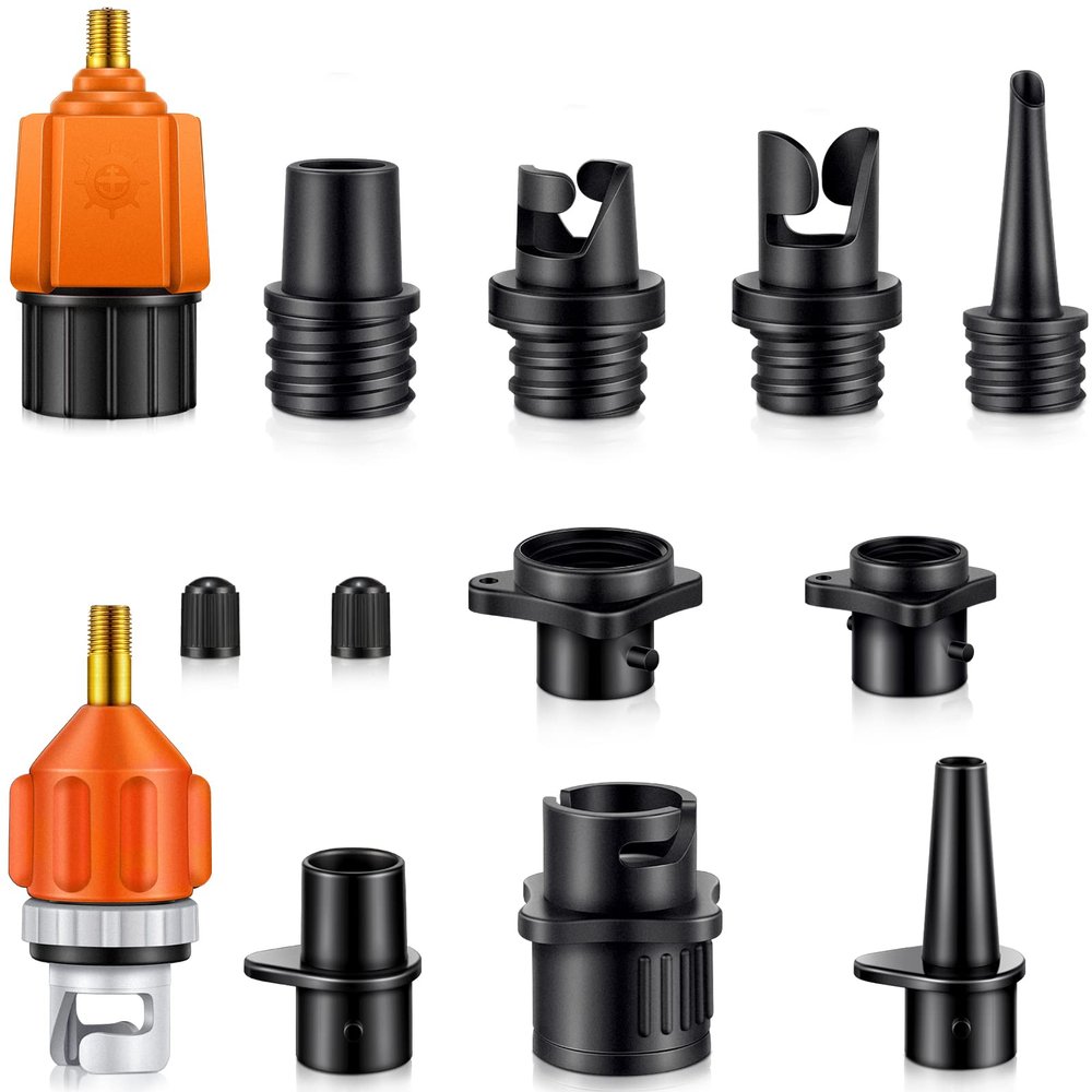 Treela Inflatable Air Pump Adaptor Compatible with SUP Inflatable Car Air Compressor Valve Adaptor with 9 Valve Nozzle for Paddle Board Boat(Classic,Orange)