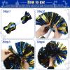 WILLBOND 12pcs Cheerleading Pom Poms Bulk Metallic Foil Cheerleader Pompoms with Baton Handle for Football Basketball Cheering Squad Team Game Sports Dance Party Outfit (Gold and Blue) view 3