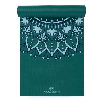 Yoga Studio Designed Sticky Yoga Mat | Oeko-Tex Tear Proof Non-Slip | Workout Exercise Gym Fitness Mandala Yoga & Pilates Mat | 183cm x 61cm x 6mm (Teal Mat Mandala)