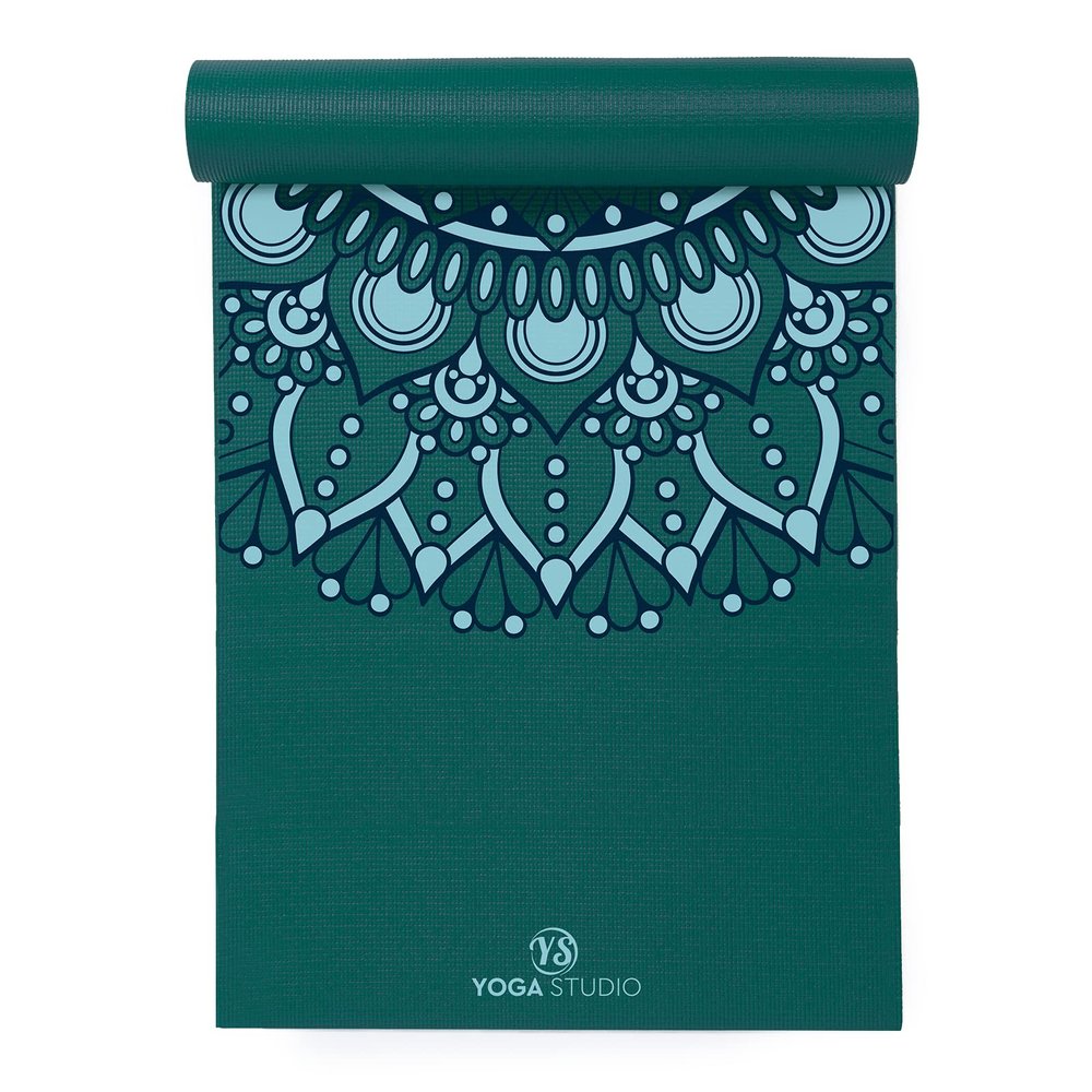 Yoga Studio Designed Sticky Yoga Mat | Oeko-Tex Tear Proof Non-Slip | Workout Exercise Gym Fitness Mandala Yoga & Pilates Mat | 183cm x 61cm x 6mm (Teal Mat Mandala)