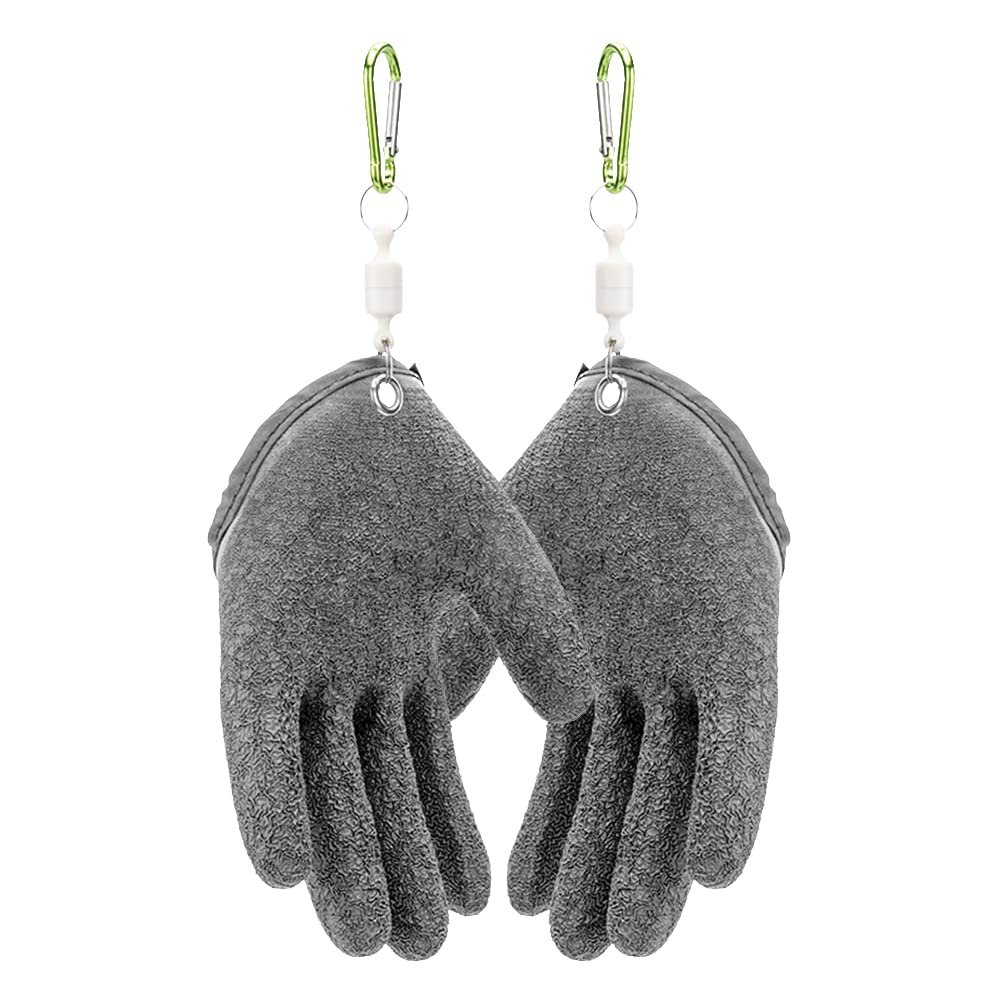 AIIONP 1 Pair Fishing Catching Gloves Non-Slip Fisherman Protect Hand, Professional Fishing Gloves Anti-Slip Prevent from Puncture Scrapes, Fish Cleaning Gloves Outdoor Fishing Gloves (Grey)
