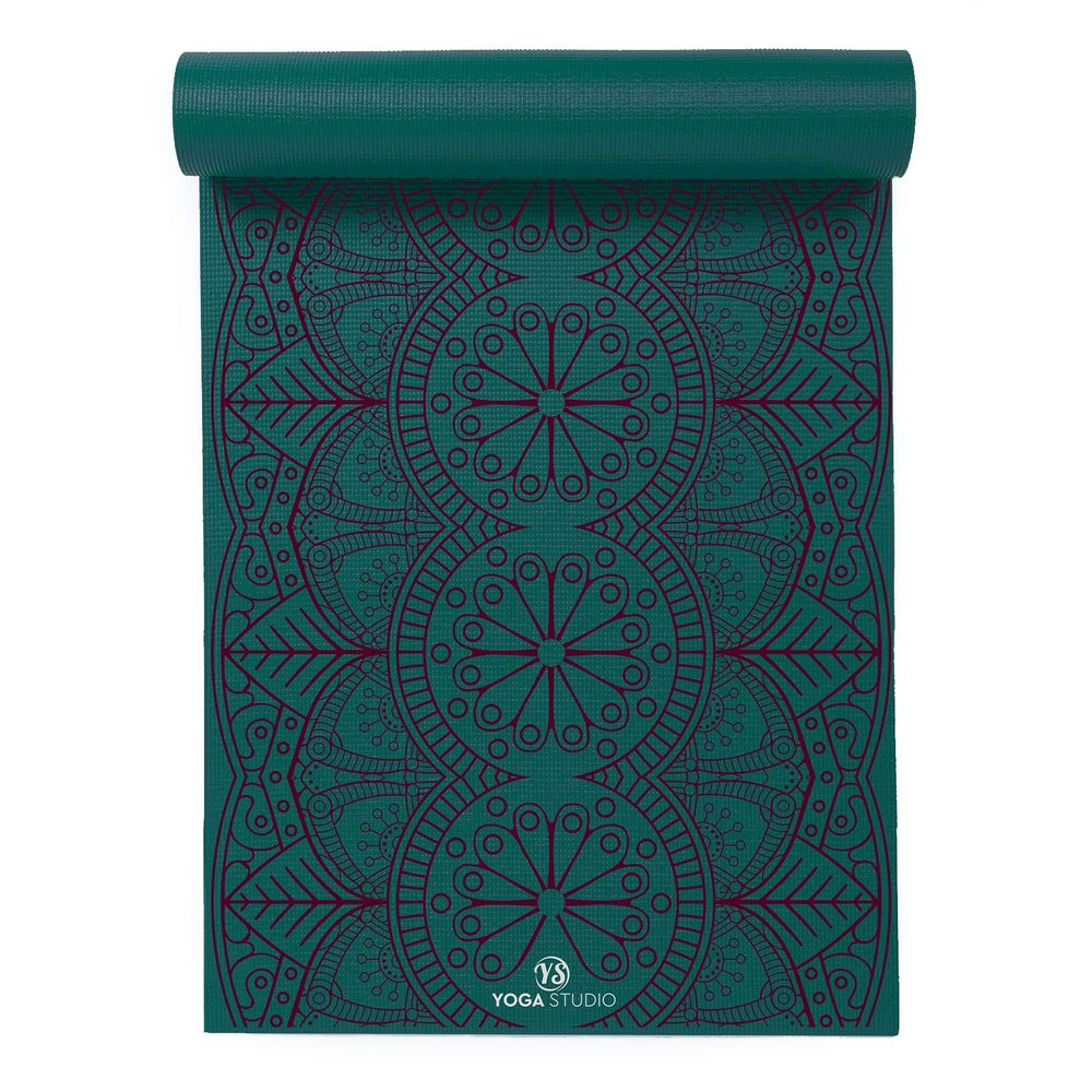 Yoga Studio Designed Sticky Yoga Mat | Oeko-Tex Tear Proof Non-Slip | Workout Exercise Gym Fitness Mandala Yoga & Pilates Mat | 183cm x 61cm x 6mm (Teal Mat Dew Drop Mandala)