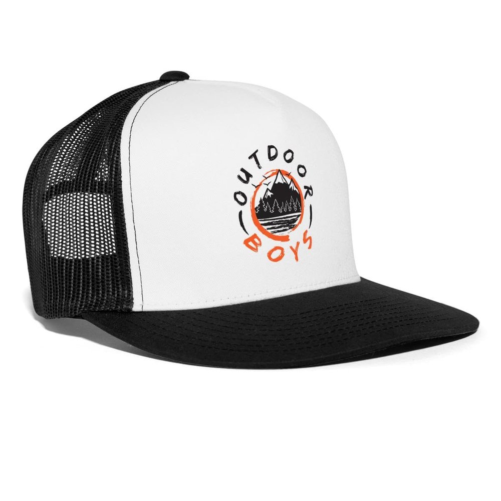 Spreadshirt Outdoor Boys Logo Trucker Hat, One Size, White/Black