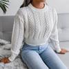 Women's Mock Neck Crop Sweater Long Sleeve Solid Color Pullover Knit Jumper Top Pullover Sweaters for Women view 2
