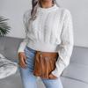 Women's Mock Neck Crop Sweater Long Sleeve Solid Color Pullover Knit Jumper Top Pullover Sweaters for Women view 3