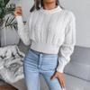 Women's Mock Neck Crop Sweater Long Sleeve Solid Color Pullover Knit Jumper Top Pullover Sweaters for Women view 4
