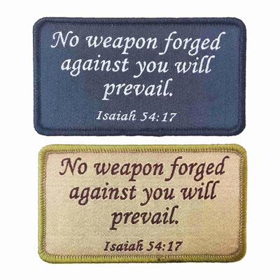 2"x3.5" Isaiah 54:17 Tactical Jesus Bible Verse Patch, No Weapon Forged Against You Will Prevail Embroidery Emblem Patch for Caps Bags Backpacks Vest Uniforms