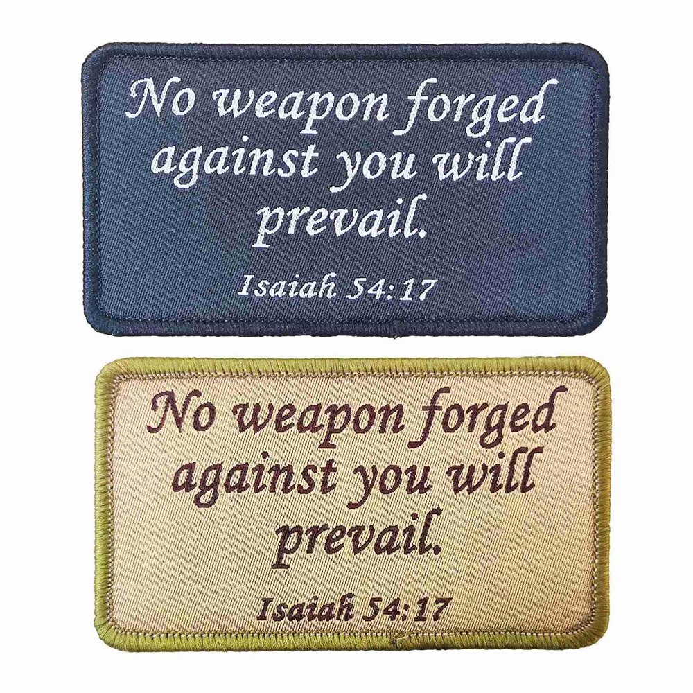 2"x3.5" Isaiah 54:17 Tactical Jesus Bible Verse Patch, No Weapon Forged Against You Will Prevail Embroidery Emblem Patch for Caps Bags Backpacks Vest Uniforms