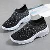 HINDOLA Women's Walking Shoes Lightweight Flats Athletic Running Shoes Rhinestone Non Slip Tennis Sneakers Black view 4