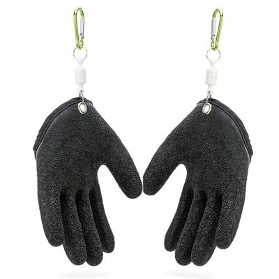 AIIONP 1 Pair Fishing Catching Gloves Non-Slip Fisherman Protect Hand, Professional Fishing Gloves Anti-Slip Prevent from Puncture Scrapes, Fish Cleaning Gloves Outdoor Fishing Gloves (Black)