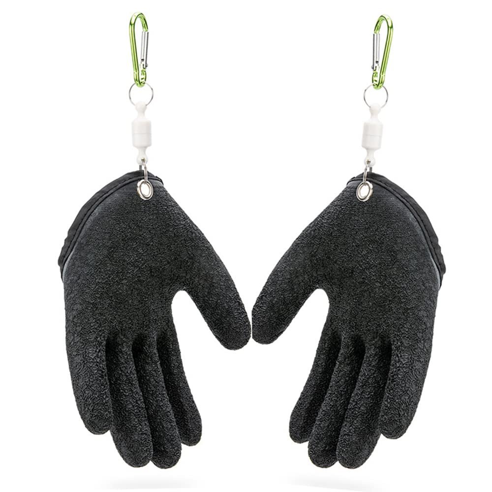 AIIONP 1 Pair Fishing Catching Gloves Non-Slip Fisherman Protect Hand, Professional Fishing Gloves Anti-Slip Prevent from Puncture Scrapes, Fish Cleaning Gloves Outdoor Fishing Gloves (Black)