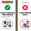 Stop & Go 100 27 Piece Bicycle Repair & Inflation Kit for Tubeless and Tube-Type Tires Works on BMX, XC, Mountain, Road, Gravel, & E-Bikes (4 Patches & 10 Rope Plugs) view 4