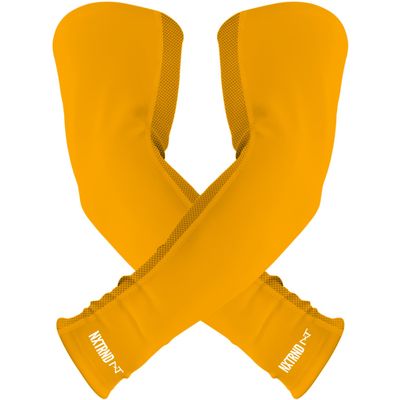 1 Pair Nxtrnd Compression Arm Sleeves for Men, Breathable Football, Basketball, Baseball Accessory, Adult & Kids (Large, Yellow)
