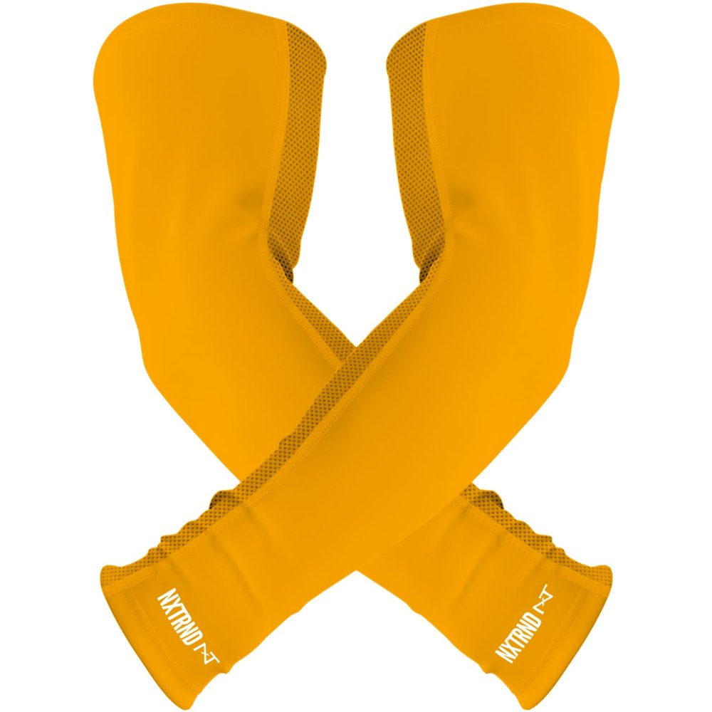1 Pair Nxtrnd Compression Arm Sleeves for Men, Breathable Football, Basketball, Baseball Accessory, Adult & Kids (Large, Yellow)