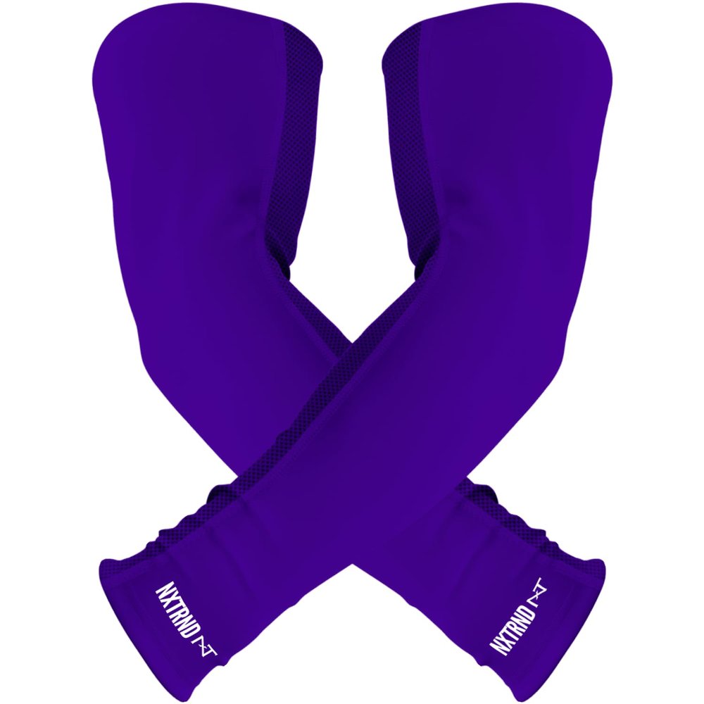 1 Pair Nxtrnd Compression Arm Sleeves for Men, Breathable Football, Basketball, Baseball Accessory, Adult & Kids (Medium, Purple)