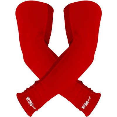 1 Pair Nxtrnd Compression Arm Sleeves for Men, Breathable Football, Basketball, Baseball Accessory, Adult & Kids (Medium, Red)