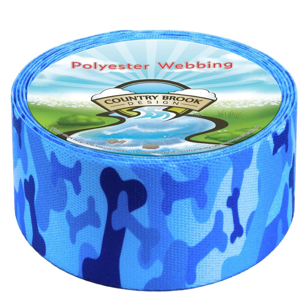 Country Brook Design - Blue Bone Camo Polyester Webbing (1 1/2 Inch, 5 Yards)