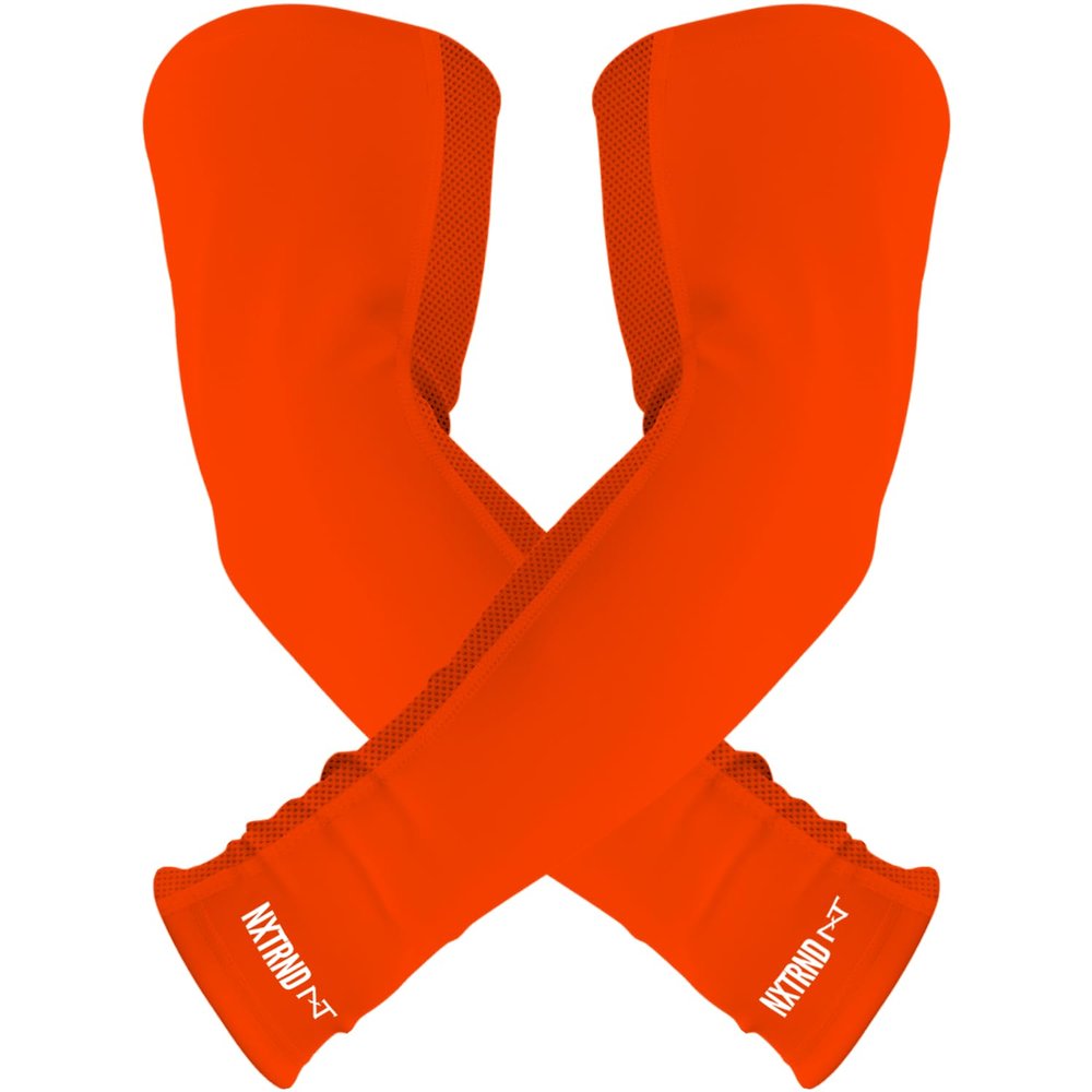 1 Pair Nxtrnd Compression Arm Sleeves for Men, Breathable Football, Basketball, Baseball Accessory, Adult & Kids (Medium, Orange)
