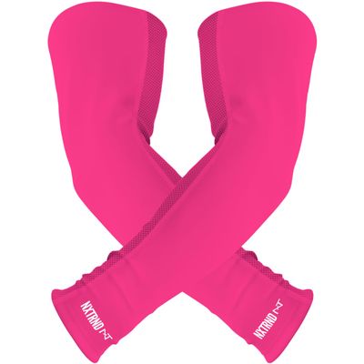 1 Pair Nxtrnd Compression Arm Sleeves for Men, Breathable Football, Basketball, Baseball Accessory, Adult & Kids (Large, Pink)