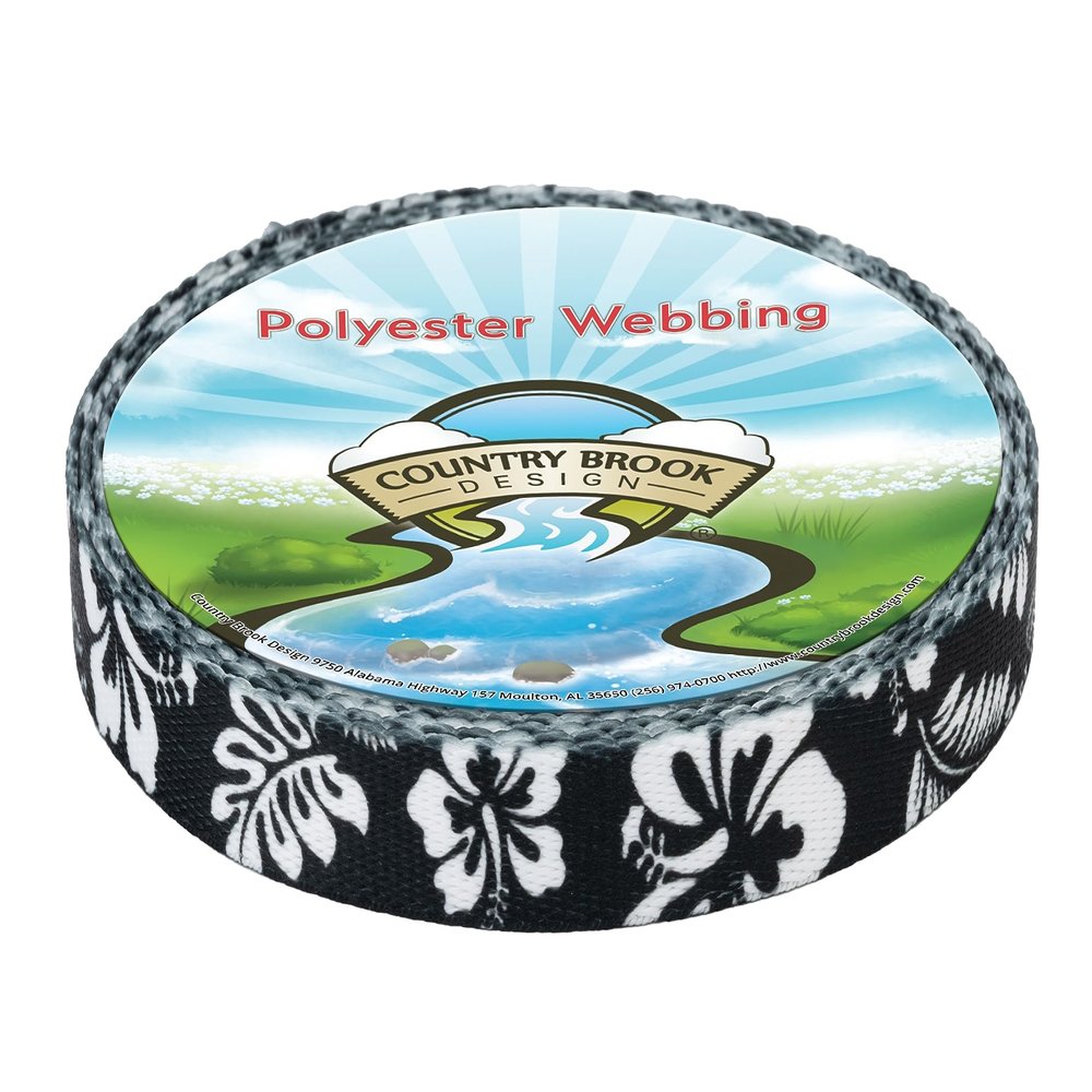 Country Brook Design - Black Hawaiian Polyester Webbing (5/8 Inch, 50 Yards)