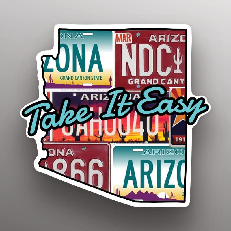 Take It Easy | Arizona | State Shape |Great Gift Idea|Decal Sticker|2 Pack|5 Inch Stickers|S11829