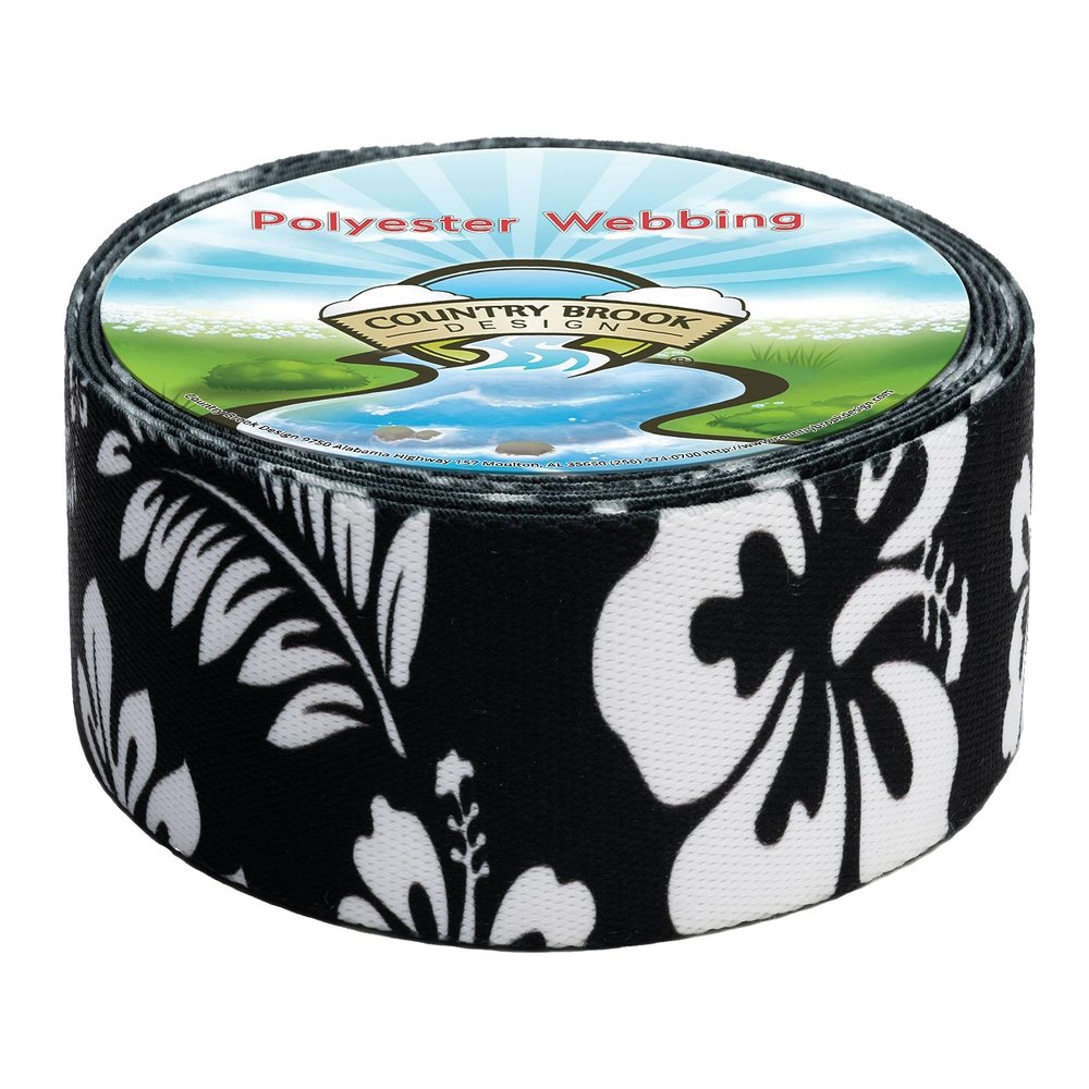 Country Brook Design Black Hawaiian Polyester Webbing (1 1/2 Inch, 20 Yards)