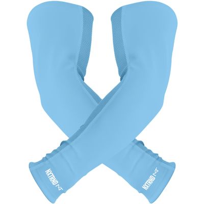 1 Pair Nxtrnd Compression Arm Sleeves for Men, Breathable Football, Basketball, Baseball Accessory, Adult & Kids (Medium, Columbia Blue)