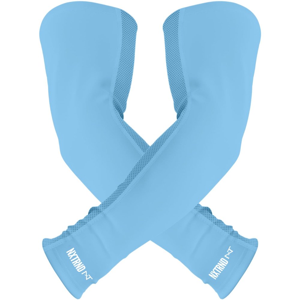 1 Pair Nxtrnd Compression Arm Sleeves for Men, Breathable Football, Basketball, Baseball Accessory, Adult & Kids (Medium, Columbia Blue)