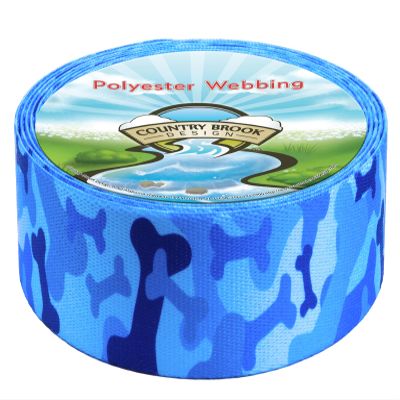 Country Brook Design - Blue Bone Camo Polyester Webbing (1 Inch, 20 Yards)