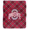 The Ohio State University Blanket, 50"x60" Plaid Pattern Silky Touch Sherpa Back Super Soft Throw Blanket view 2