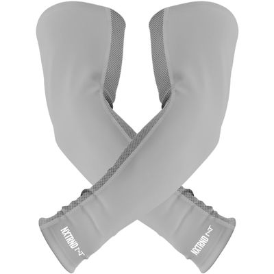 1 Pair Nxtrnd Compression Arm Sleeves for Men, Breathable Football, Basketball, Baseball Accessory, Adult & Kids (Medium, Grey)