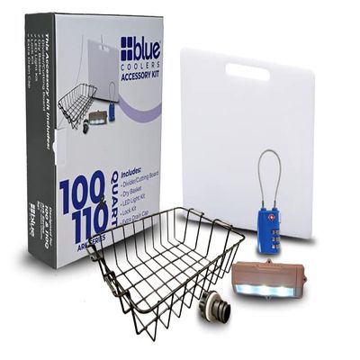 Blue Coolers Unique Cooler Accessory Kit (Includes Divider/Cutting Board, Basket, Lock, Light, & Plug) (100/110 Accessory Kit)