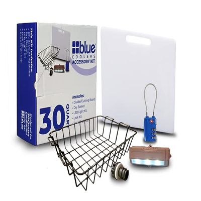 Blue Coolers Unique Cooler Accessory Kit (Includes Divider/Cutting Board, Basket, Lock, Light, & Plug) (30 Quart Accessory Kit)