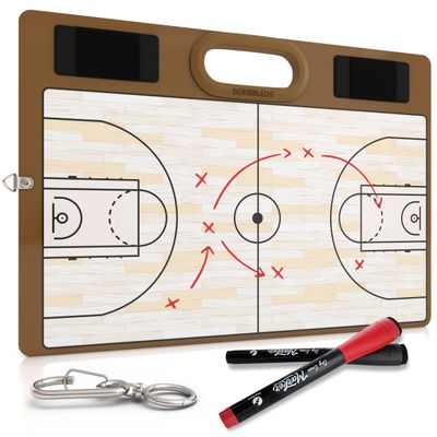 Basketball Dry Erase Board for Coaches 15x10.5 Double Sided Whiteboard Coaching Board Equipment Includes 2 White Board Markers for The Basketball Accessories The Perfect Coach Gifts
