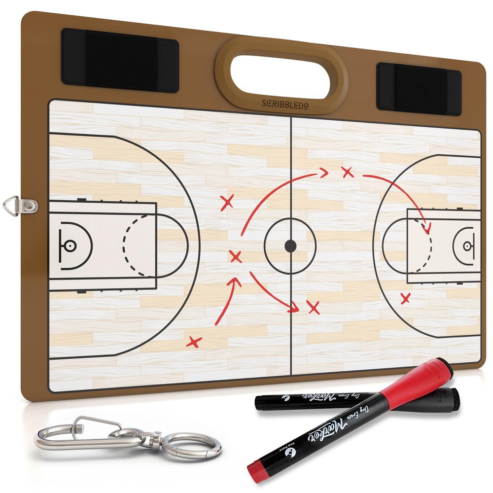 Basketball Dry Erase Board for Coaches 15x10.5 Double Sided Whiteboard Coaching Board Equipment Includes 2 White Board Markers for The Basketball Accessories The Perfect Coach Gifts