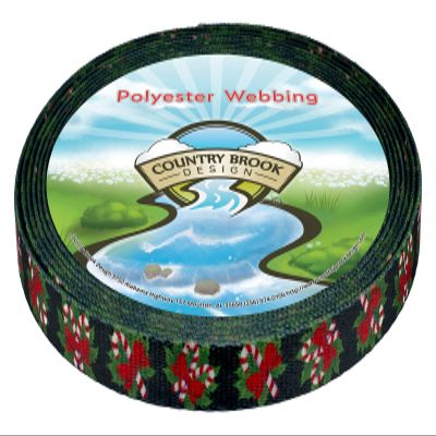 Country Brook Design - Black Candy Cane Polyester Webbing (5/8 Inch, 50 Yards)