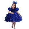DreamHigh Girls Sequined Flower Party Ball Dress Big Bow Headband Special Dress (5-6 Years, Royal Blue) view 1