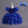 DreamHigh Girls Sequined Flower Party Ball Dress Big Bow Headband Special Dress (5-6 Years, Royal Blue) view 3