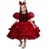 DreamHigh Girls Sequined Flower Party Ball Dress Big Bow Headband Special Dress (2 Years, Burgundy) view 1