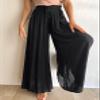 Dokotoo Womens Wide Leg Pants with Tie Drawstring Women Beach Fashion Clothing 2025 Spring Casual Loose High Waisted Palazzo Linen Pants for Women Soft Lounge Trousers with Pockets Black XL view 3