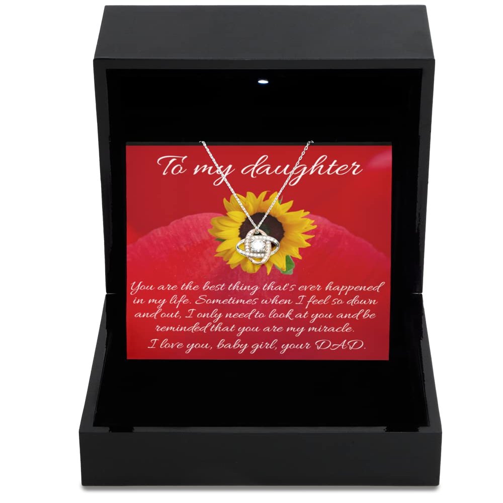 Love Knot Rose Gold Necklace Luxury Box To my bonus daughter necklace heart Present for my daughter, the princess of my heart