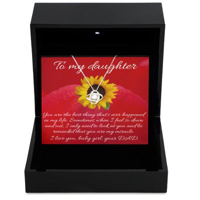 Love Knot Silver Necklace Luxury Box To my bonus daughter necklace heart Present for my daughter, the princess of my heart