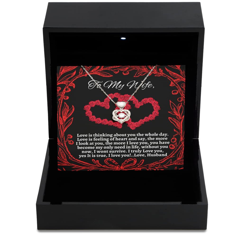 Heart Knot Silver Necklace Luxury Box To my wife Personalized necklace from husband