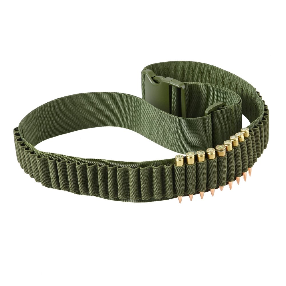 50 Rounds 556/762 Ammo Shell Holder Belt for 308 Cal. 30-30 30-06 .762 AK Shell Bandolier Cartridge Belt Carrier Tactical Hunting Shooting Accessory Green