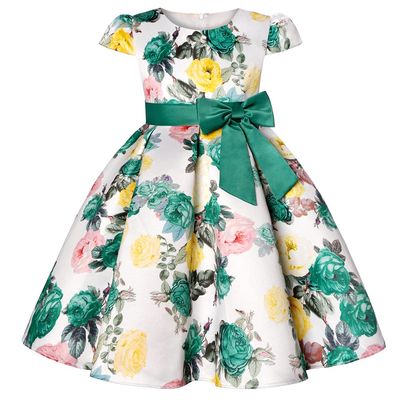 Big Girls Ruffle A-Line Rustic Flower Dress Party Wedding Pageant Ball Gowns Sundress Bridesmaid Formal Fancy Floral Dresses Size 7T 8T Green 140
