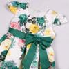 Big Girls Ruffle A-Line Rustic Flower Dress Party Wedding Pageant Ball Gowns Sundress Bridesmaid Formal Fancy Floral Dresses Size 7T 8T Green 140 view 3