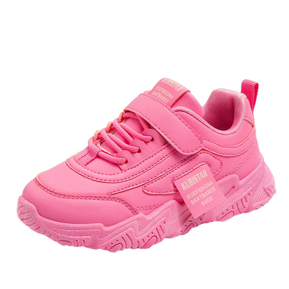 Baseball Shoes Baby Fashion All Seasons Children Sports Shoes Girls Flat Sole Thick Sole Non Slip Light Lace Up Hook (Hot Pink, 12-12.5 Years Big Kids)