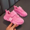 Baseball Shoes Baby Fashion All Seasons Children Sports Shoes Girls Flat Sole Thick Sole Non Slip Light Lace Up Hook (Hot Pink, 12-12.5 Years Big Kids) view 4
