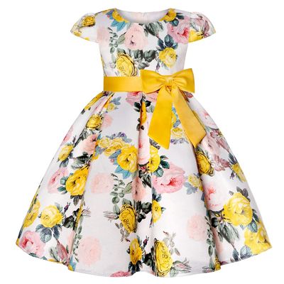 Fairy Elegant Party Pageant Prom Vintage Flower Girl Dress Teens Girls Wedding Bridal Ball Gown Formal Easter Dress Size 4T 5T Yellow 120